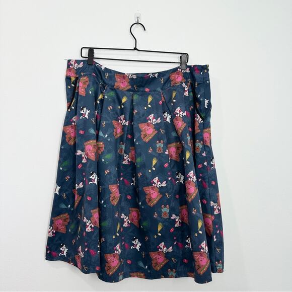 Lindy Bop Pleated Aline Skirt Teddy Bear Rabbit Skull Retro Print size 18 - Picture 2 of 7